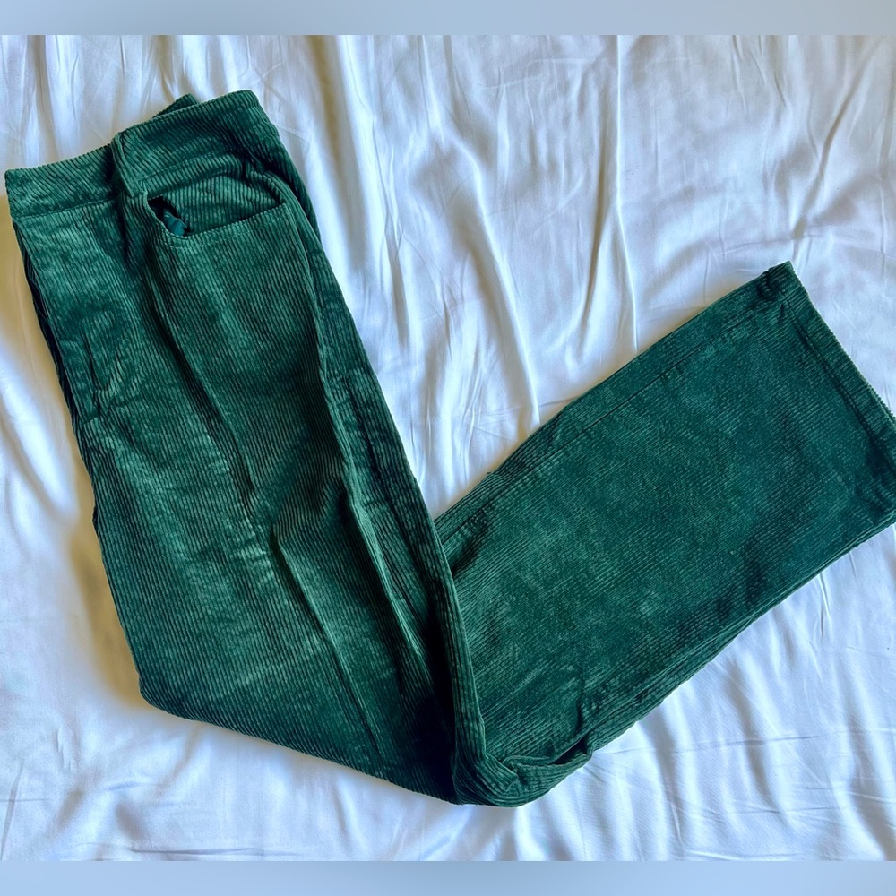 White Fox Treat Me Better Cord Pants Forest Green